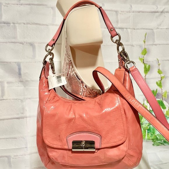 COACH 19299 KRISTIN PATENT LEATHER ROSE HOBO BAG MSRP $328 - Picture 2 of 15